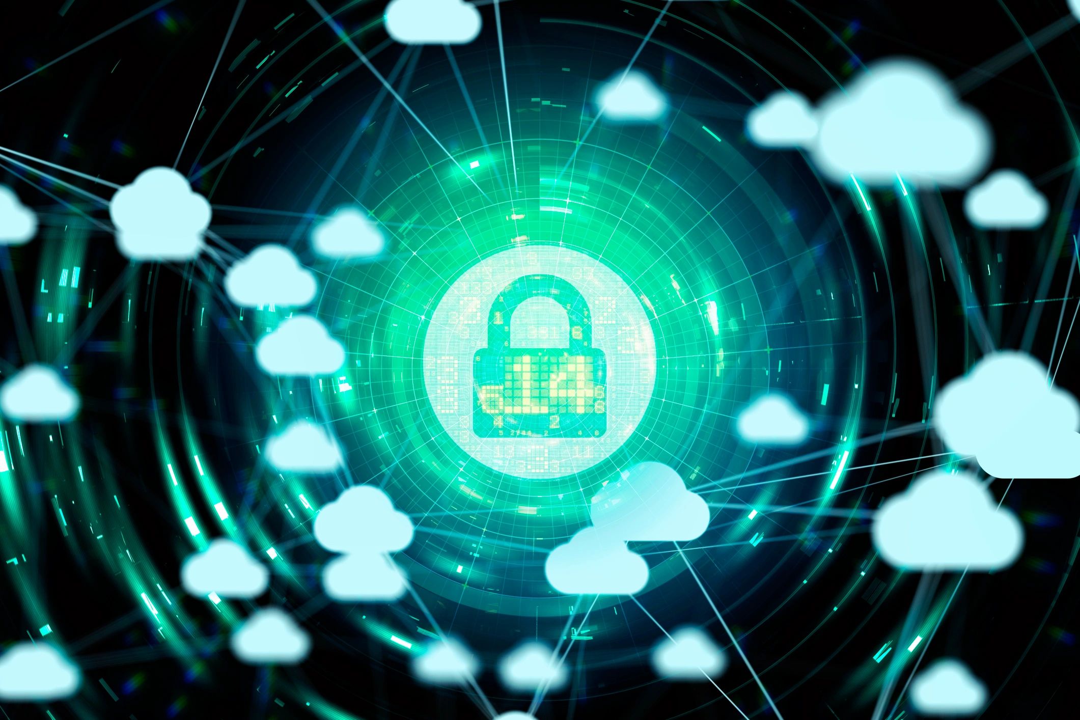 Abstract technology background representing risk management and secure systems