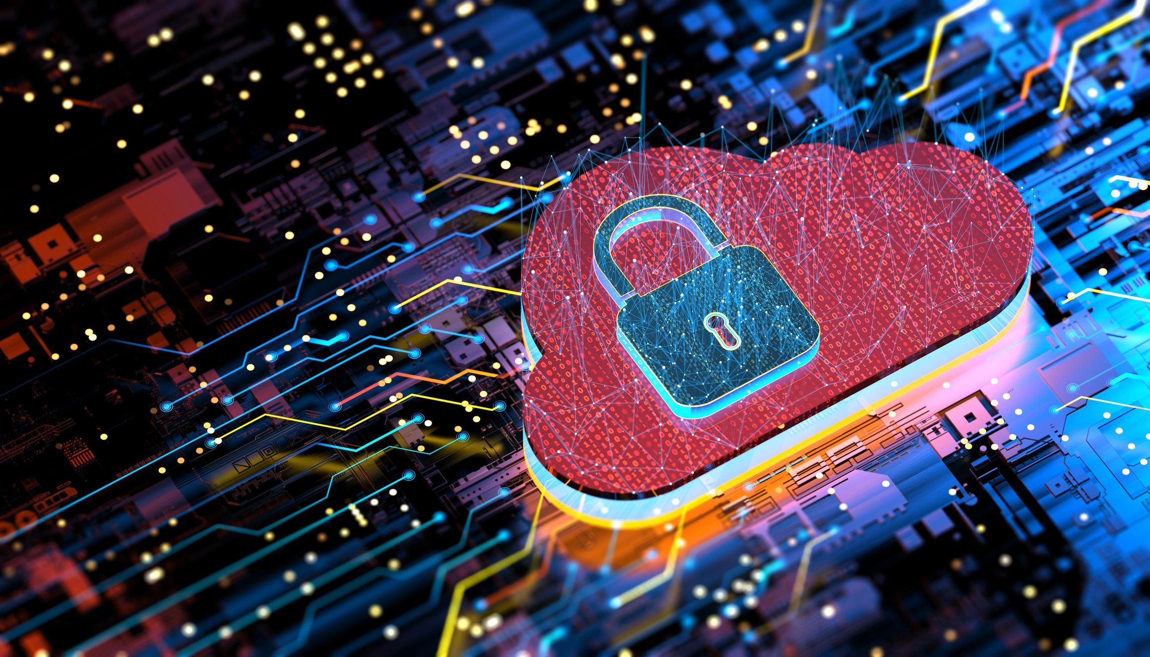 Digital cloud security concept background representing secure cloud architecture